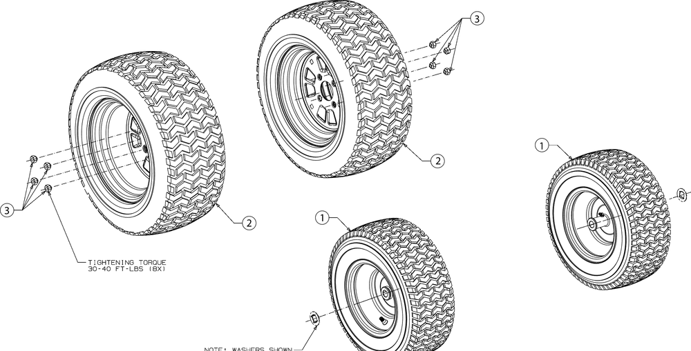 Wheels Diagram and Parts List for XT1-GT50KH (14BQA3CQ010)(2021) Cub Cadet Lawn Tractor